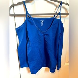 Venus XS shoulder cutoff cobalt blue long sleeve shirt